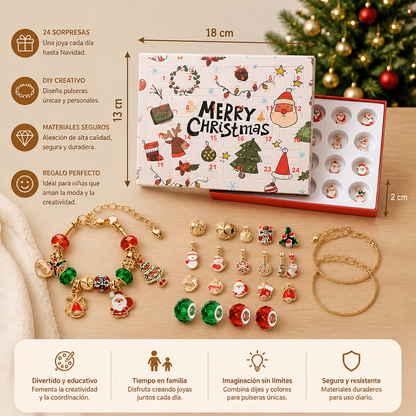 Calendario de Adviento de 24 días con pulseras navideñas – Set DIY para crear joyas para niñas