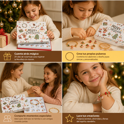 Calendario de Adviento de 24 días con pulseras navideñas – Set DIY para crear joyas para niñas