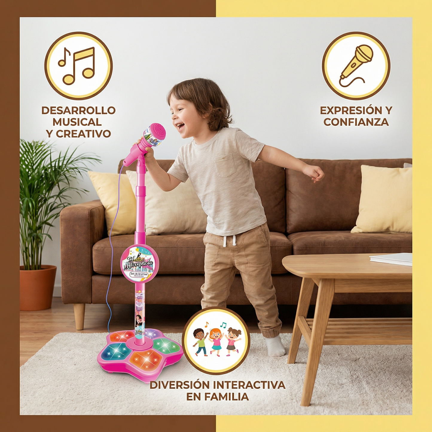 Set de karaoke para niños con micrófono y soporte – Juego educativo musical
