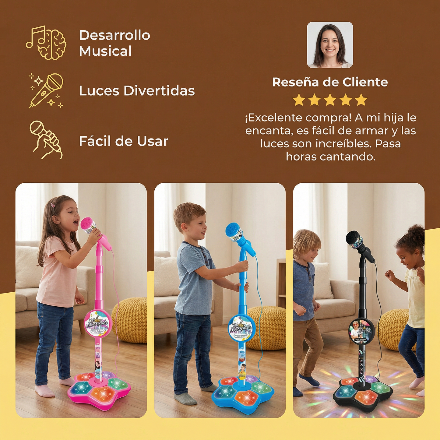 Set de karaoke para niños con micrófono y soporte – Juego educativo musical