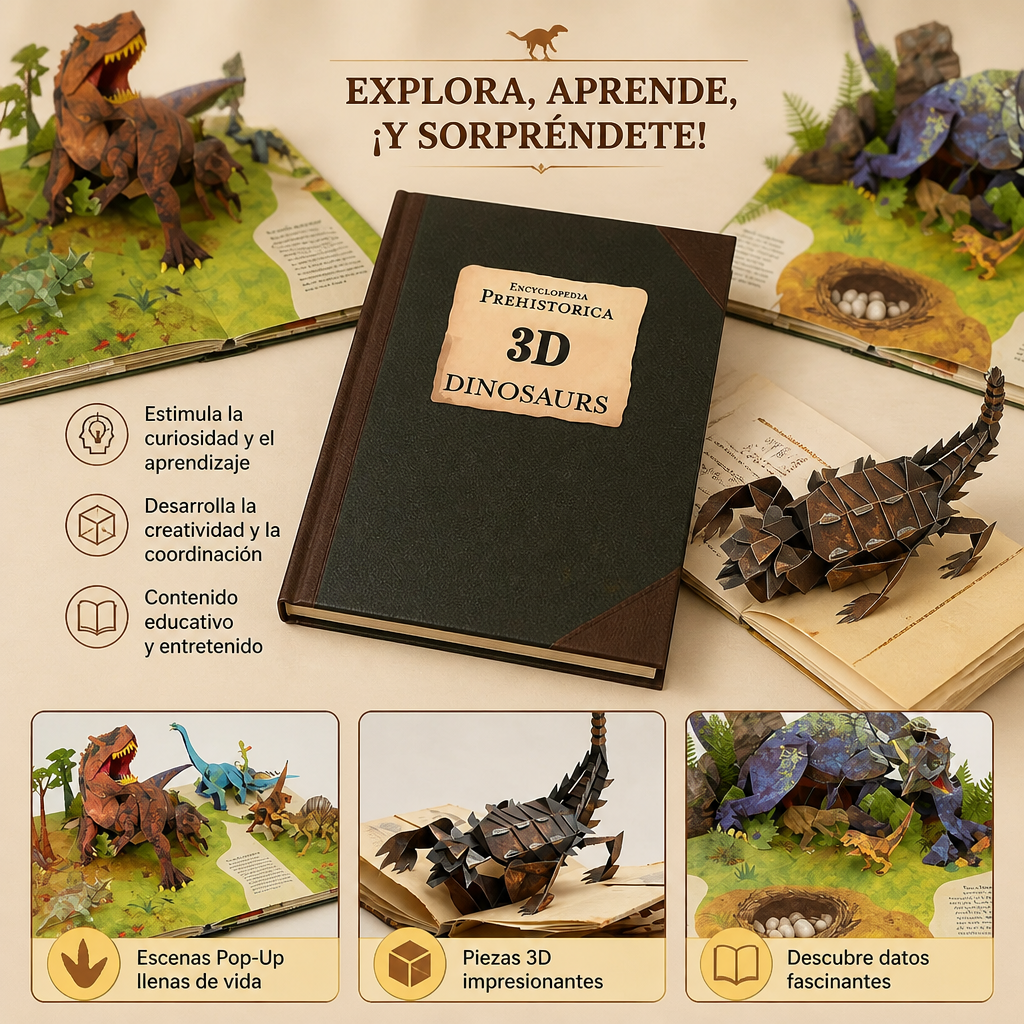 Enciclopedia Interactiva de Dinosaurios Pop-Up 3D
