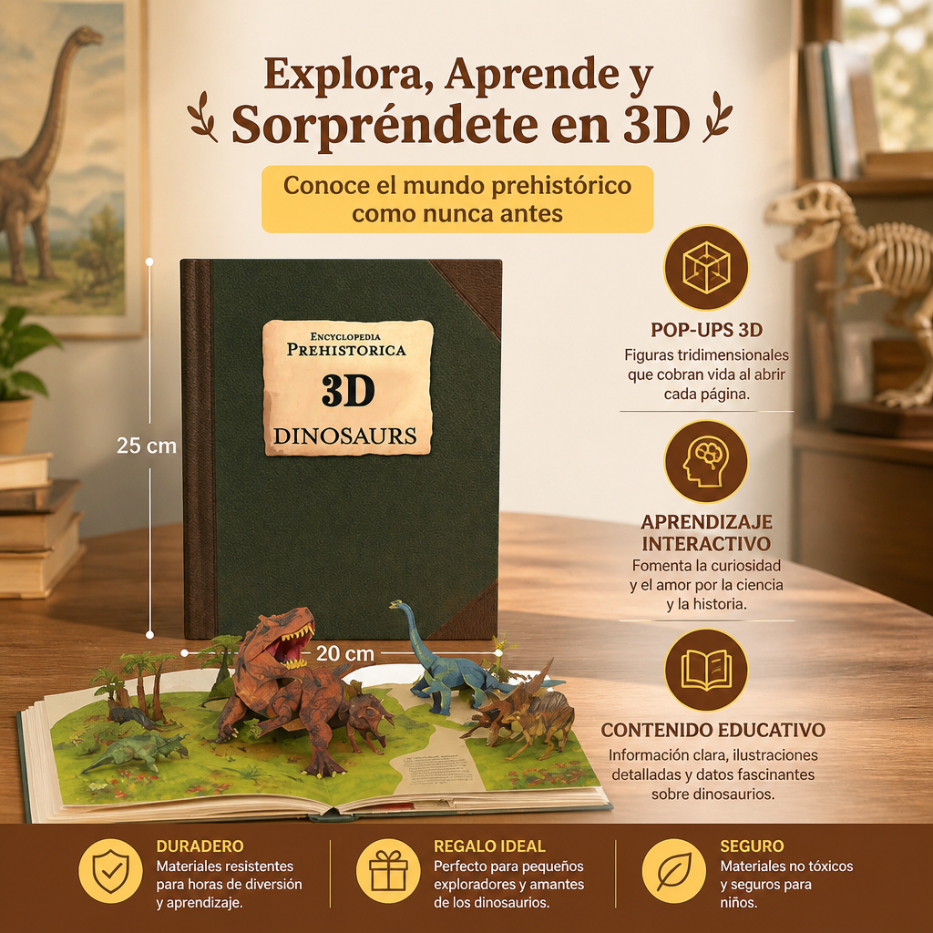 Enciclopedia Interactiva de Dinosaurios Pop-Up 3D