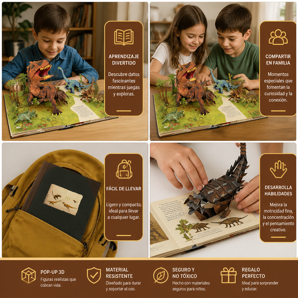 Enciclopedia Interactiva de Dinosaurios Pop-Up 3D