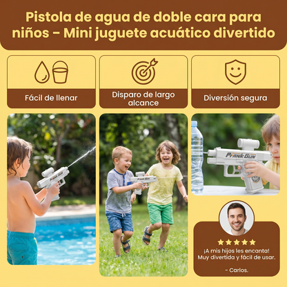 Pistola de agua de doble cara para niños – Mini juguete acuático divertido