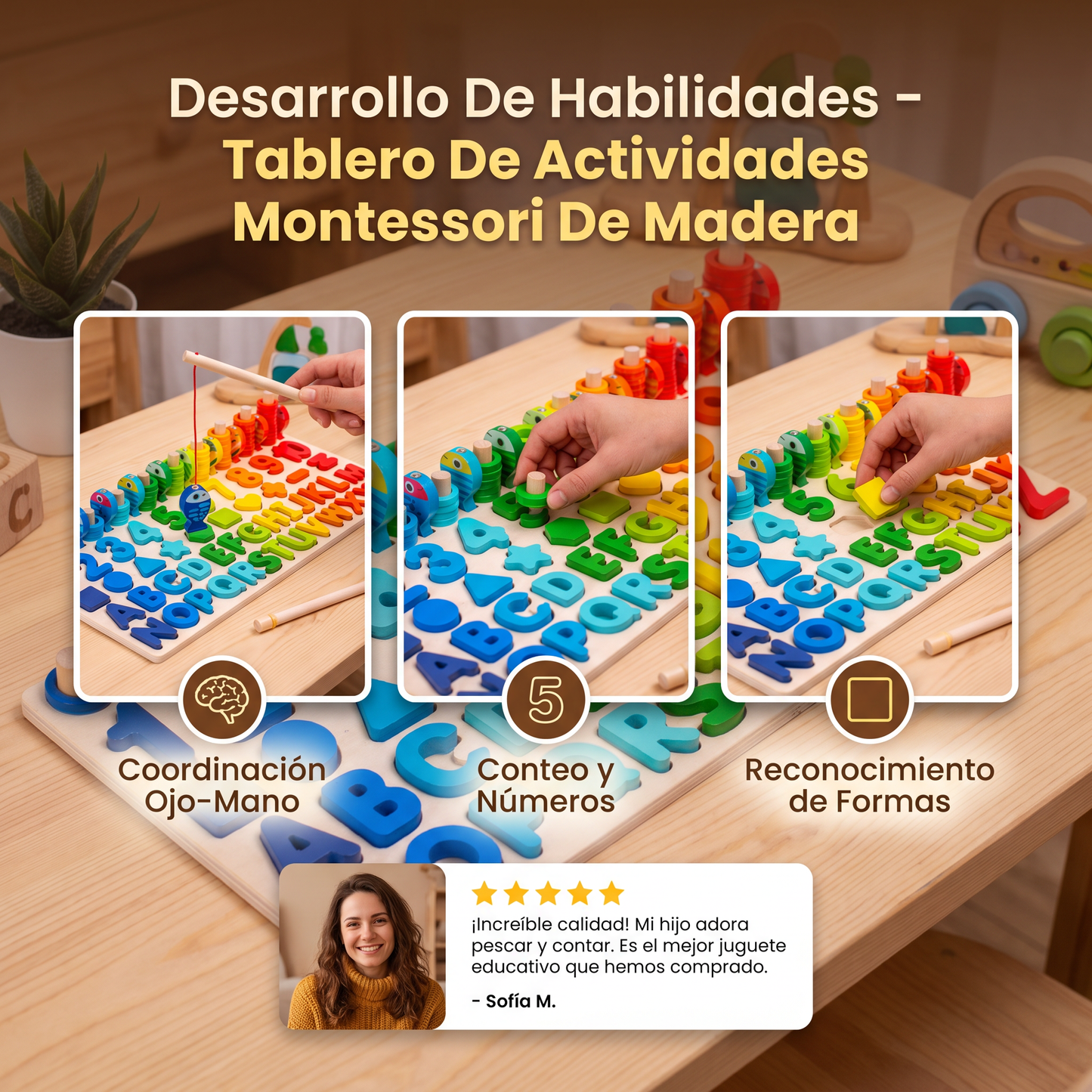 Desarrollo De Habilidades – Tablero De Actividades Montessori De Madera