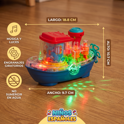 Barco de Engranajes Luminoso – Juguete Eléctrico Musical para Niños