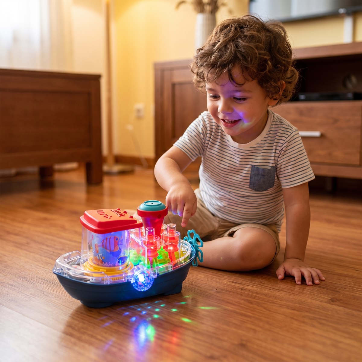 Barco de Engranajes Luminoso – Juguete Eléctrico Musical para Niños