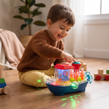 Barco de Engranajes Luminoso – Juguete Eléctrico Musical para Niños
