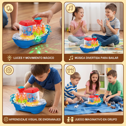 Barco de Engranajes Luminoso – Juguete Eléctrico Musical para Niños