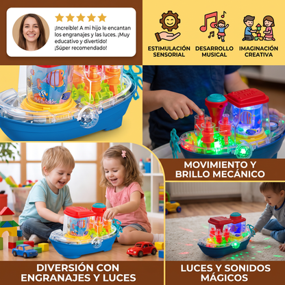 Barco de Engranajes Luminoso – Juguete Eléctrico Musical para Niños