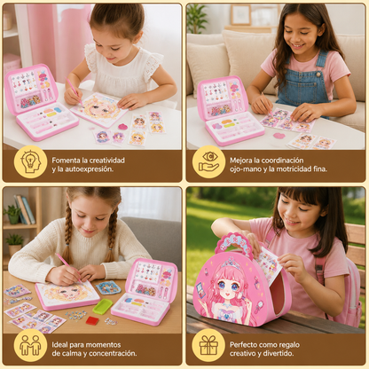 Kit Creativo de Diamond Painting y Foil Art de Princesas con Libro de Manualidades