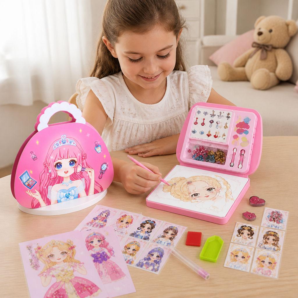 Kit Creativo de Diamond Painting y Foil Art de Princesas con Libro de Manualidades