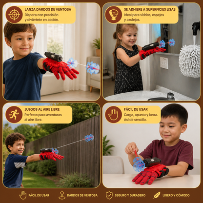 Set de Guantes Lanzatelarañas de Superhéroe – Lanzador de Cuerda de Muñeca con Dardos de Ventosa