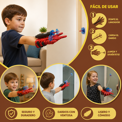 Set de Guantes Lanzatelarañas de Superhéroe – Lanzador de Cuerda de Muñeca con Dardos de Ventosa