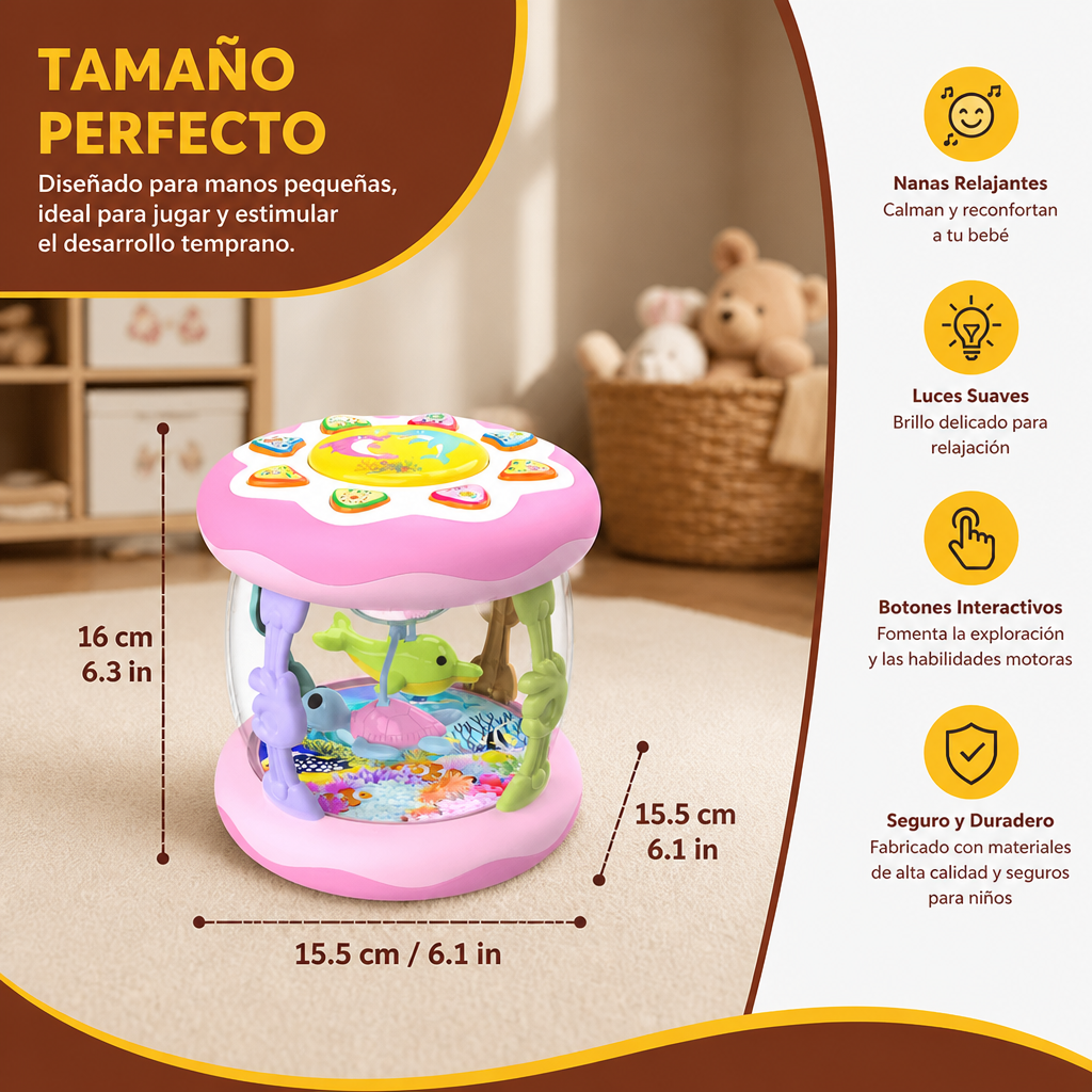 Giocattolo Musicale Interattivo con Luci – Gioco Sensoriale Montessori e Ninna Nanna Rilassante