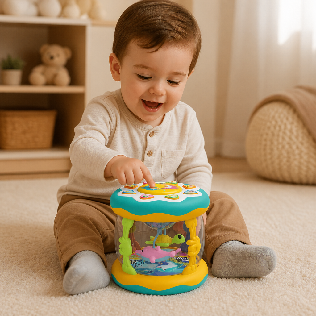Giocattolo Musicale Interattivo con Luci – Gioco Sensoriale Montessori e Ninna Nanna Rilassante