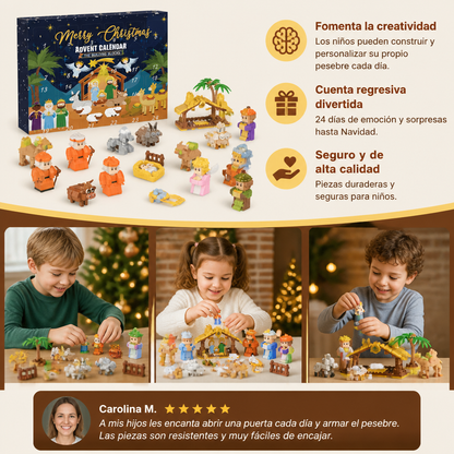 Calendario De Adviento De Bloques De Construcción De Natividad Navideña Para Niños