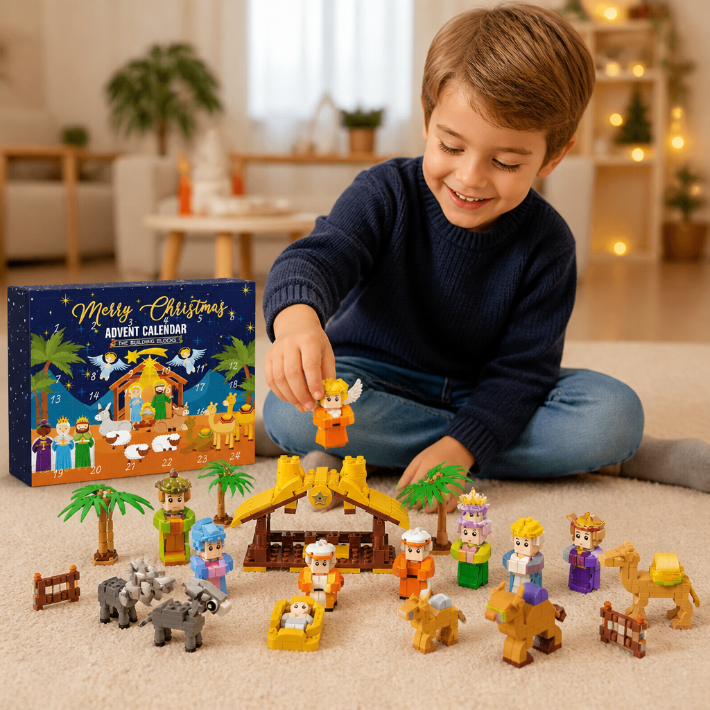 Calendario De Adviento De Bloques De Construcción De Natividad Navideña Para Niños