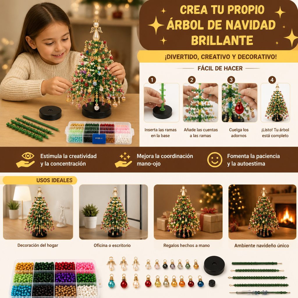 Kit DIY Para Crear Un Árbol De Navidad Con Cuentas De Cristal