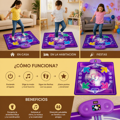 Tapete de Baile Musical Interactiva con Luces LED para Niños