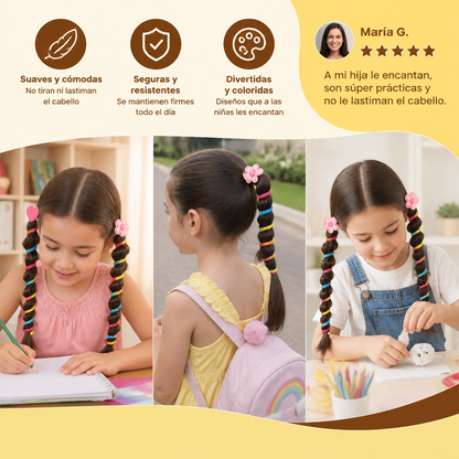 Lindo Set de Ligas Espirales para Niñas