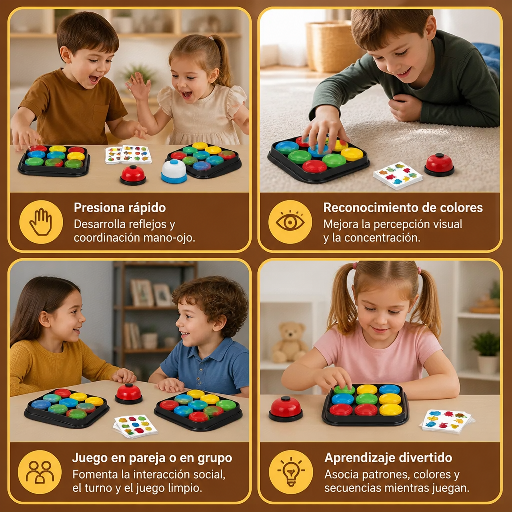Juego Educativo Familiar De Campana Para Combinar Colores Y Patrones