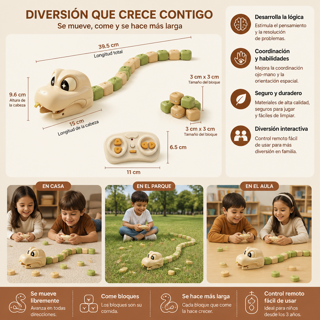 Serpiente RC Interactiva STEM Que Crece – Come Bloques Y Se Hace Más Larga