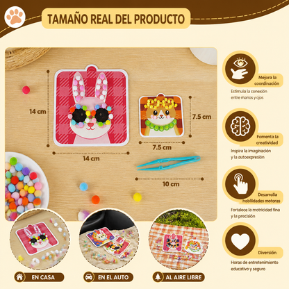 Kit De Manualidades Y Pintura De Animales Con Pompones Suaves