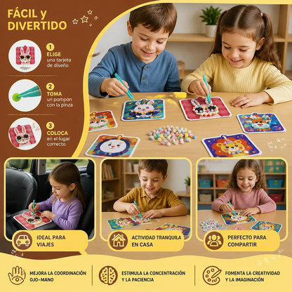 Kit De Manualidades Y Pintura De Animales Con Pompones Suaves