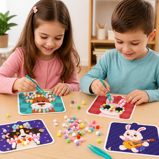 Kit De Manualidades Y Pintura De Animales Con Pompones Suaves