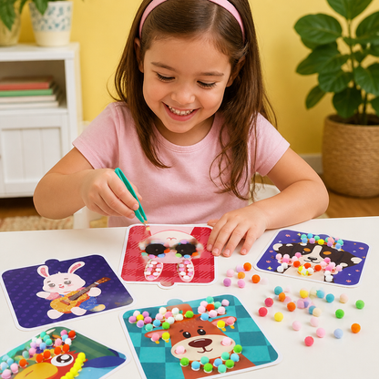 Kit De Manualidades Y Pintura De Animales Con Pompones Suaves