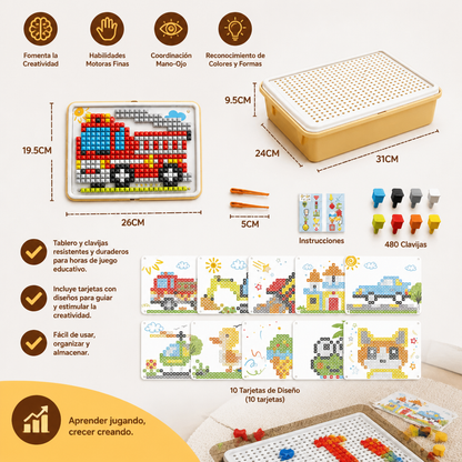 Tablero de Mosaico Montessori con Pinchos para Aprender
