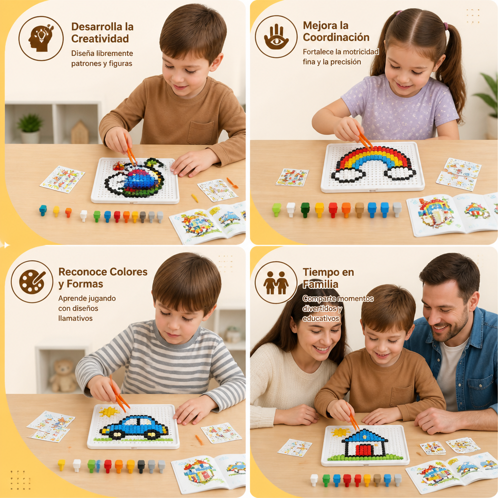 Tablero de Mosaico Montessori con Pinchos para Aprender