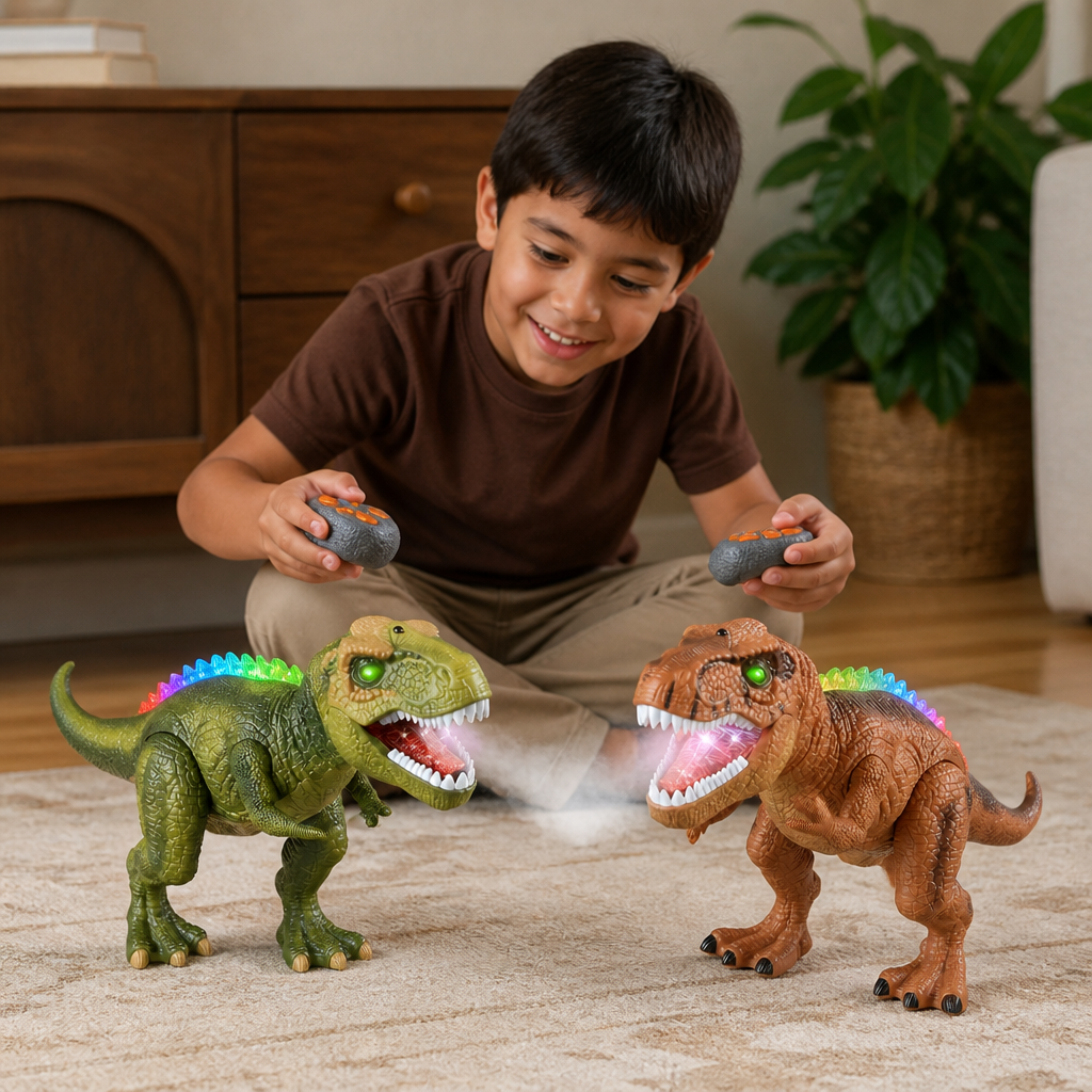 T-Rex Caminante con Control Remoto – Dinosaurio RC con Nebulización, Luces y Sonido