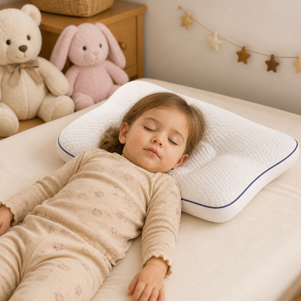 Almohada Ergonómica Infantil de Espuma Viscoelástica con Soporte para el Cuello