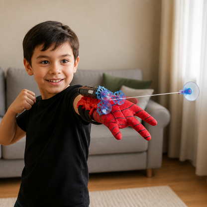 Set de Guantes Lanzatelarañas de Superhéroe – Lanzador de Cuerda de Muñeca con Dardos de Ventosa