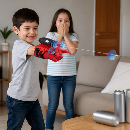 Set de Guantes Lanzatelarañas de Superhéroe – Lanzador de Cuerda de Muñeca con Dardos de Ventosa