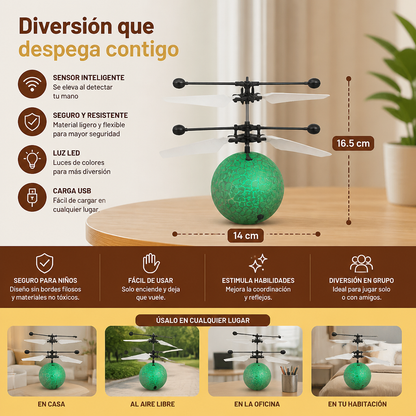 Dron Bola Voladora LED Con Control Manual Para Niños