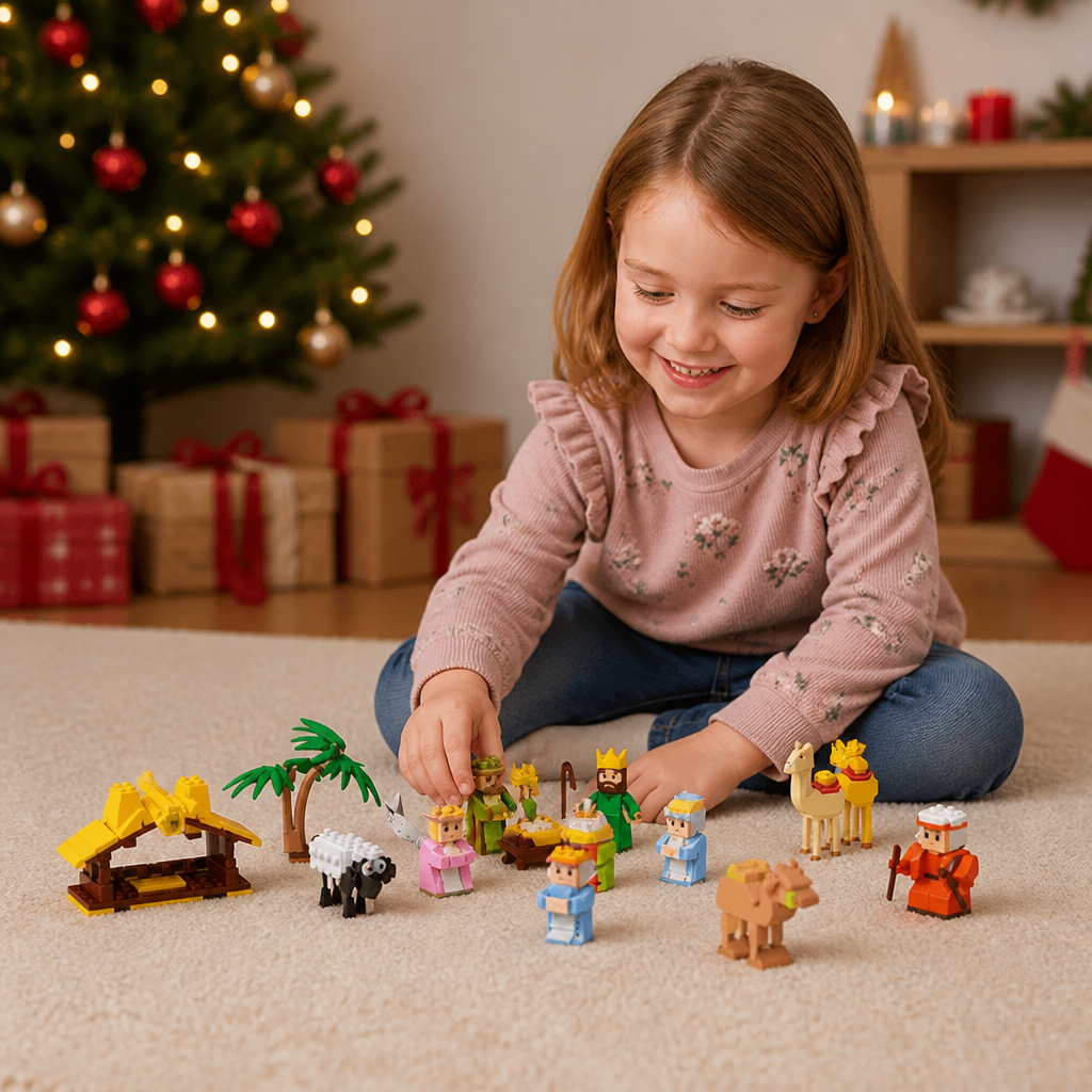 Calendario De Adviento De Bloques De Construcción De Natividad Navideña Para Niños
