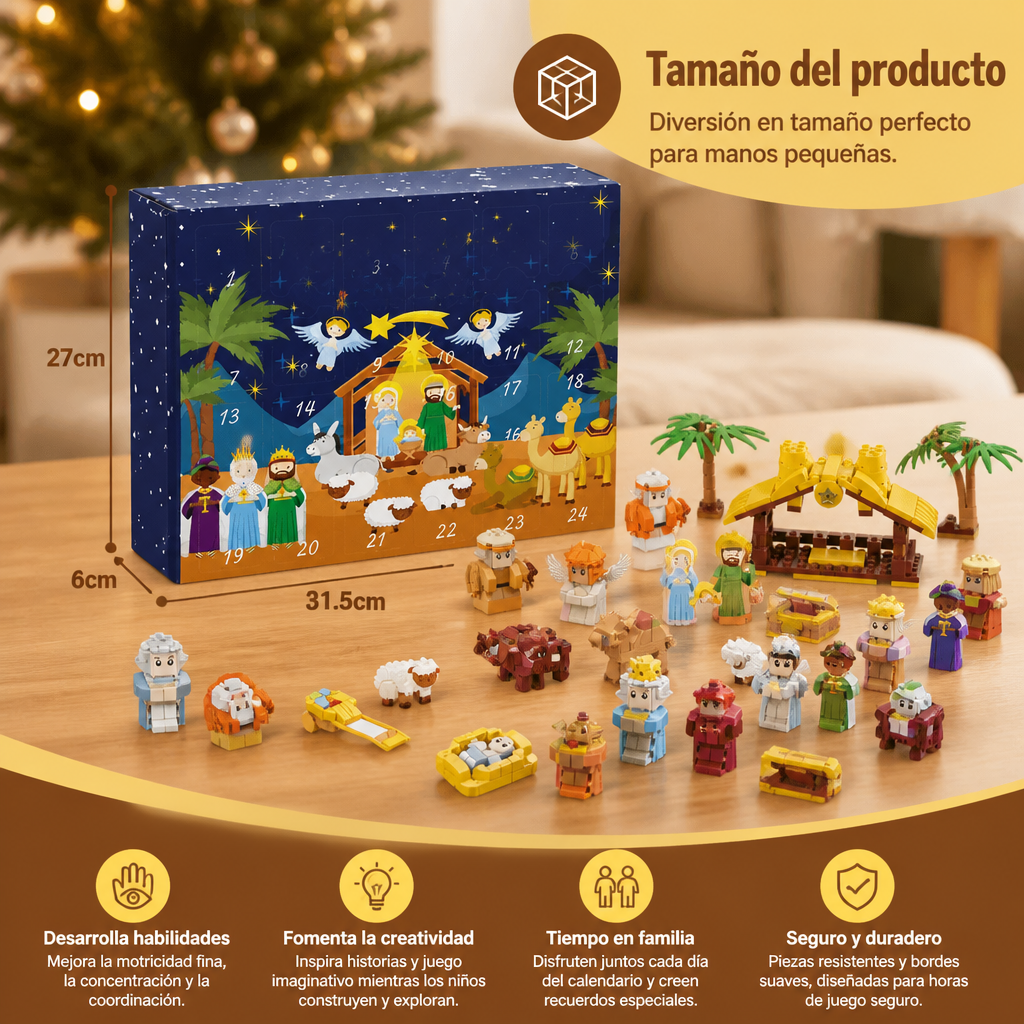 Calendario De Adviento De Bloques De Construcción De Natividad Navideña Para Niños