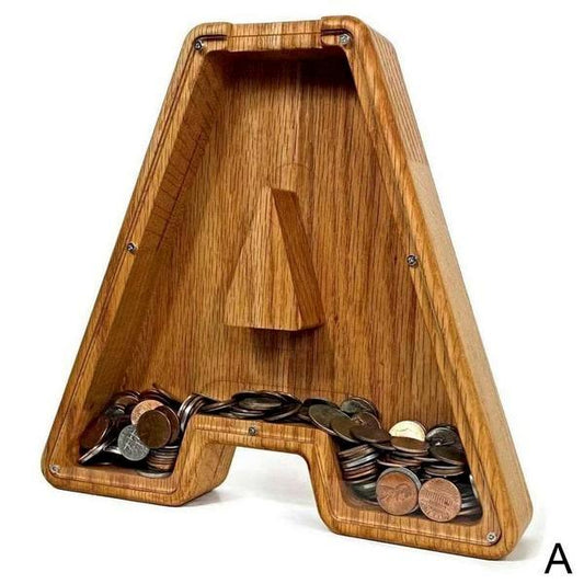 Hucha De Madera Con Forma De Alfabeto Y Ventana Transparente Para Ahorrar Con Estilo