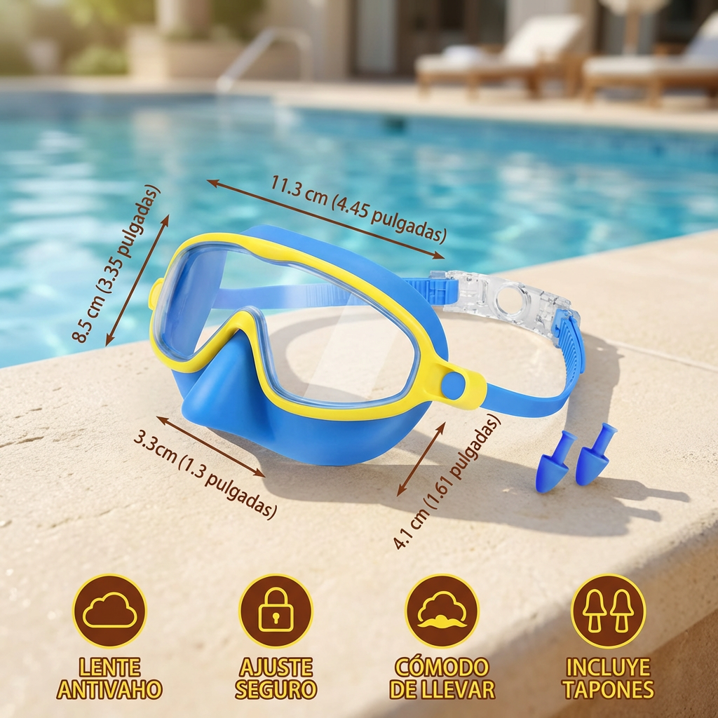 Gafas de Natación Prácticas para Niños – Antivaho, Ajuste Seguro y Uso Cómodo