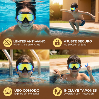 Gafas de Natación Prácticas para Niños – Antivaho, Ajuste Seguro y Uso Cómodo