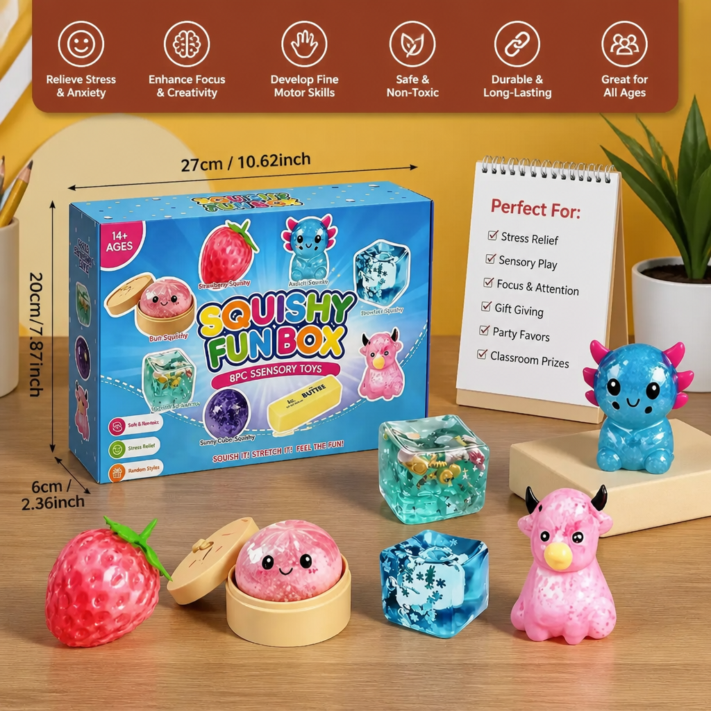Set Premium de Juguetes Sensoriales Squishy – 8 Fidget Toys