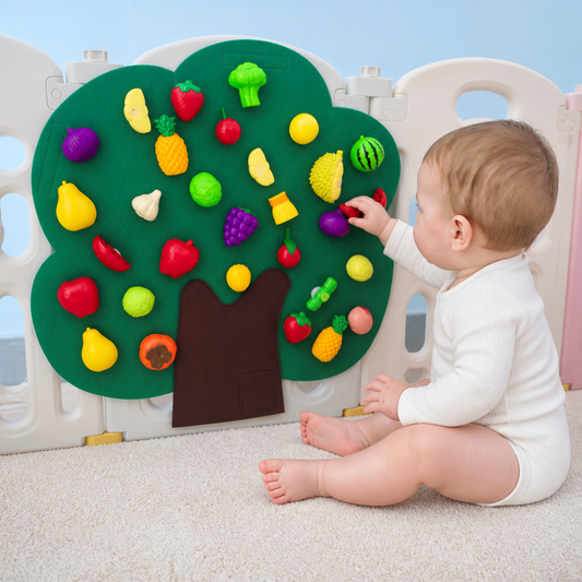 Panel Sensorial "Árbol Frutal" de Fieltro – Juguete Educativo Montessori