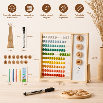 Ábaco Magnético de Madera para Niños – Juguete Educativo con Números y Colores