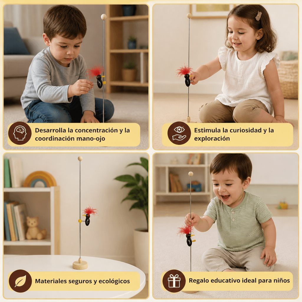 Pájaro Carpintero de Madera Juguete Educativo para Niños