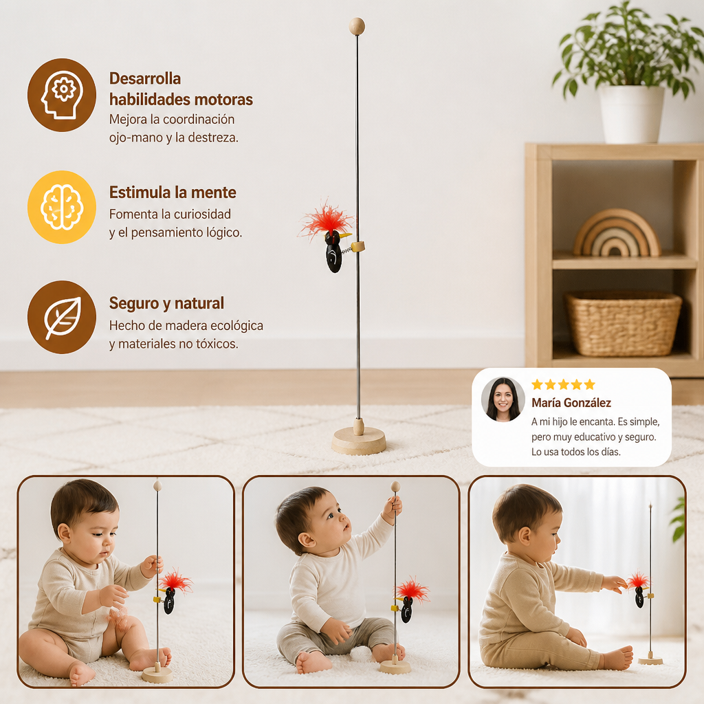 Pájaro Carpintero de Madera Juguete Educativo para Niños