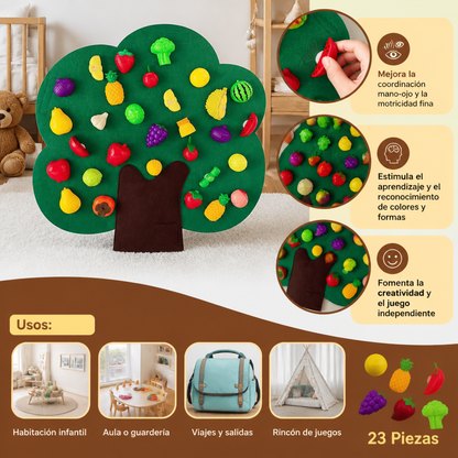 Panel Sensorial "Árbol Frutal" de Fieltro – Juguete Educativo Montessori