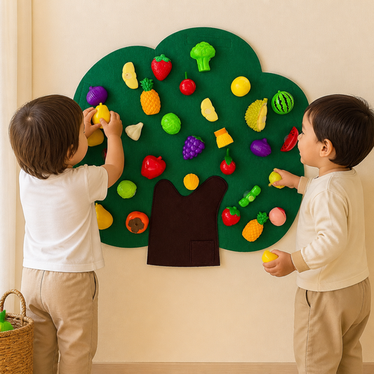 Panel Sensorial "Árbol Frutal" de Fieltro – Juguete Educativo Montessori